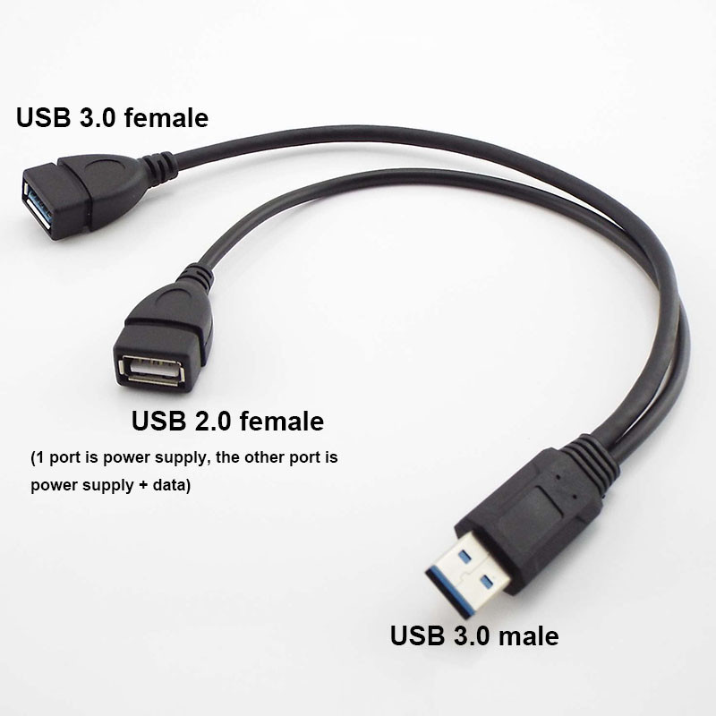 Y 分線器 USB 3.0 A 型 1 公對 2 路雙 USB 母數據充電集線器電源適配器 USB 電源線延長線 TWK