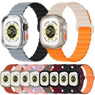 Tpu 錶殼和海洋矽膠錶帶錶帶手鍊 correa 保護套兼容 Apple Watch Ultra 2 49 毫米 44