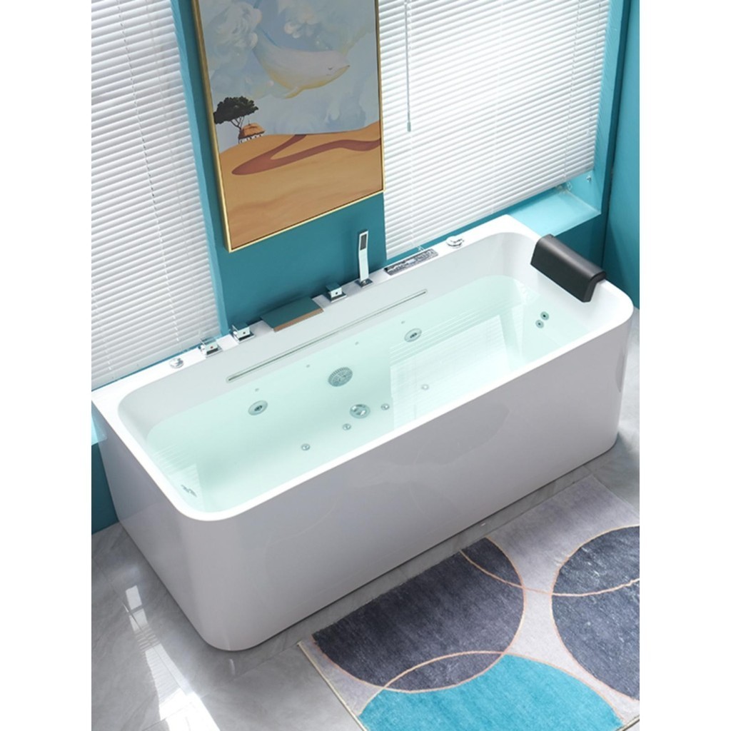 亞克力浴缸 家用小戶型智能恆溫按摩衝浪衛生間成人獨立式浴缸 壓克力獨立浴缸