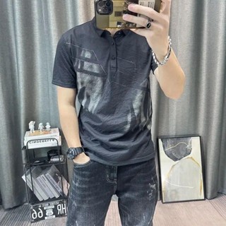 上衣水彩衣服印花有領男 T 恤圖形街頭服飾時尚 Polo 男士 T 恤 Xl 批發修身版型熱銷