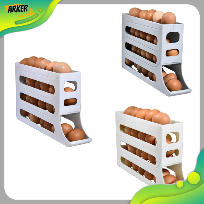 Areker 冰箱雞蛋架,自動滾動雞蛋收納架,儲物盒,可滾下食物儲存