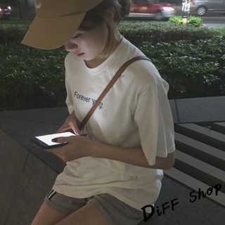 【現貨速發】 【DIFF】韓版寬鬆字母短袖上衣 短袖t恤 女裝 顯瘦上衣 衣服 寬鬆上衣 素T【T311】