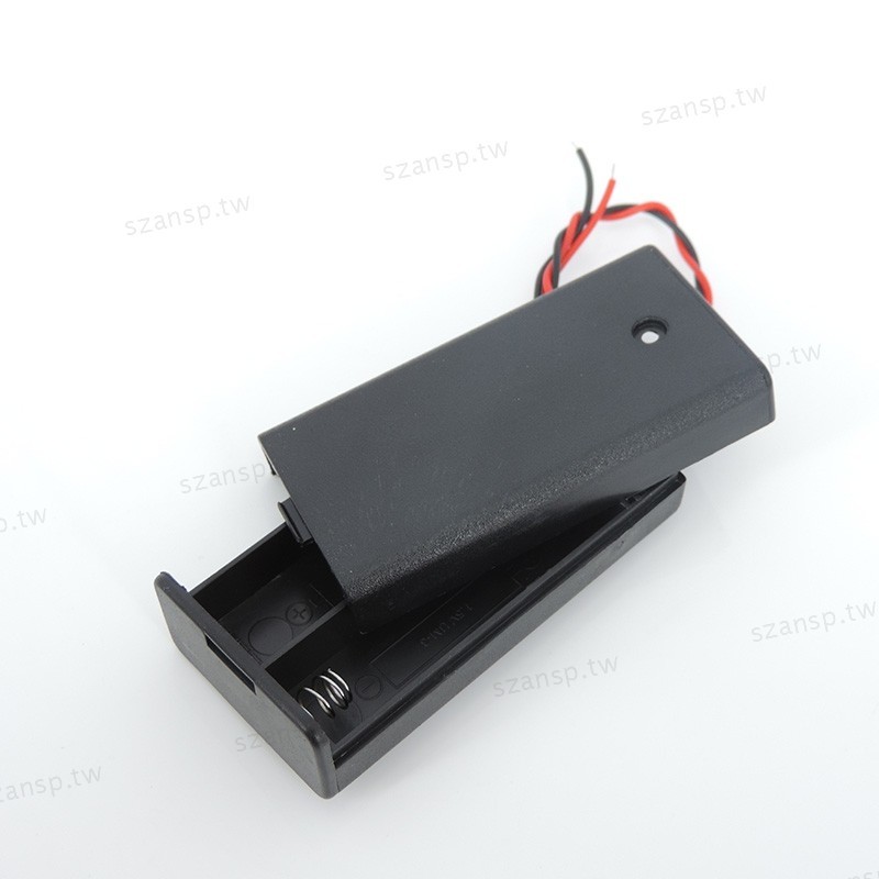 2aa 2XAA 3V 黑色電池收納盒盒支架連接器開/關開關帶引線 TWA1