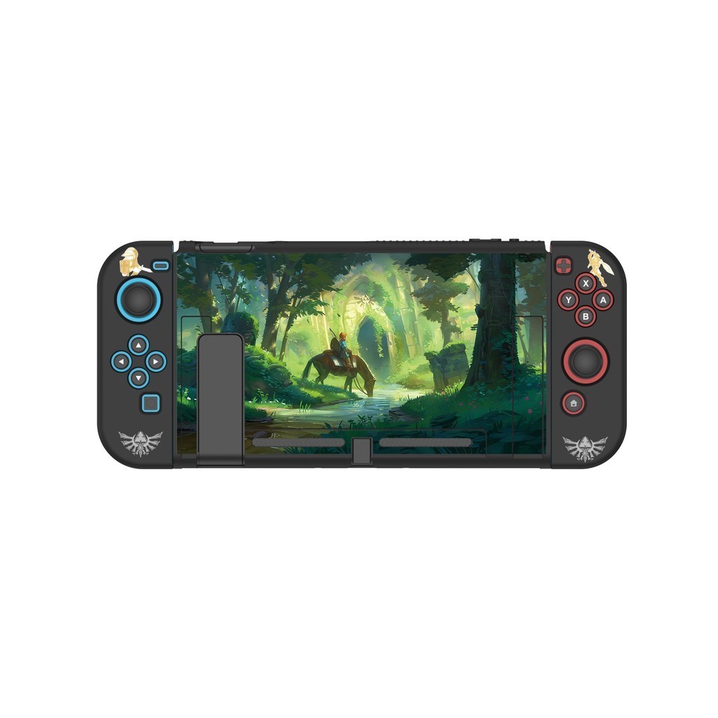 適用任天堂遊戲機switch oled保護套塞爾達傳說透明joycon手柄套遊戲周邊分離式tpu可插底座ns矽膠保護殼新