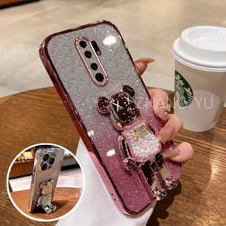 外殼 redmi 9 redmi note 8 pro手機殼TPU三維小熊立體支架柔性矽膠超薄電鍍軟殼
