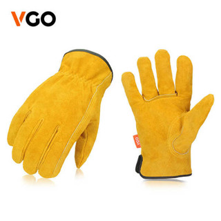 VGO 短版全牛皮焊工手套電焊焊接機械搬運加固防護手套