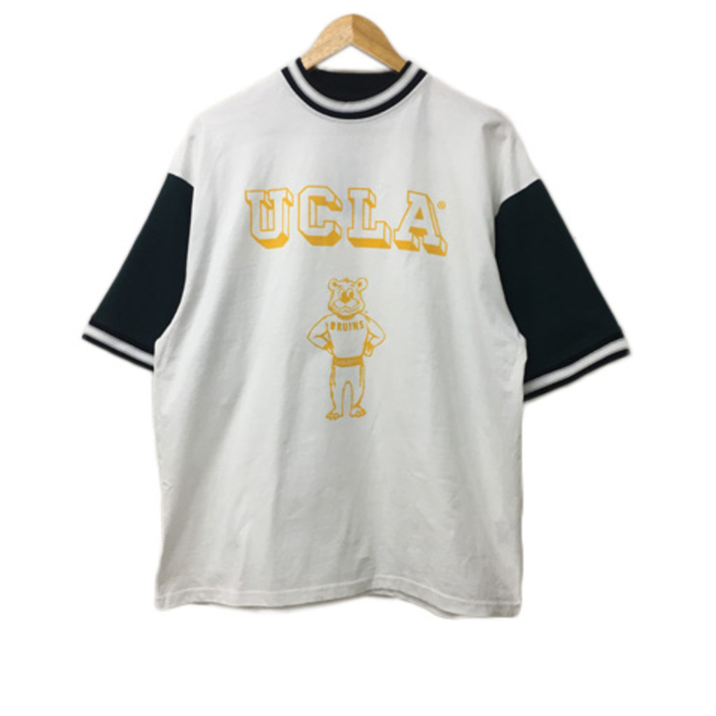 Ohh! M UCLA針織上衣 T恤 襯衫 休閒長袖上衣拉過來 五分袖 白色 日本直送 二手