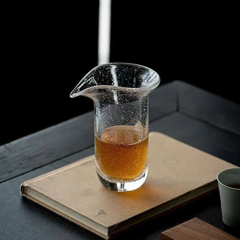 雨露氣泡玻璃公道杯 水晶高硼硅茶海 勻杯 分茶器 功夫茶具茶道配件 120ml