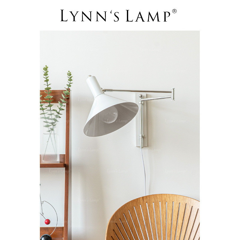 Lynn's立意 北歐伸展長臂壁燈 工作室中古包豪斯摺疊簡約臥室床頭110V