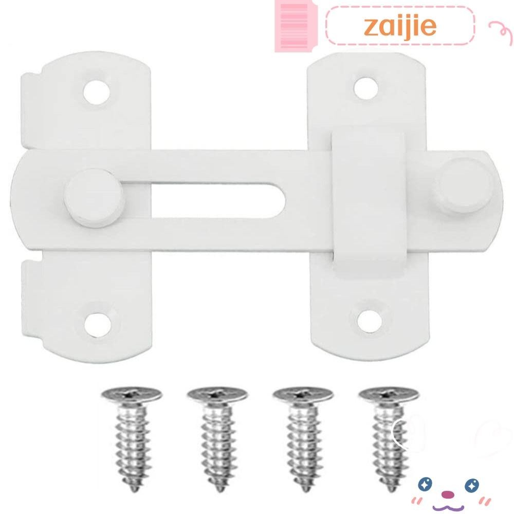 Zaijie 門閂,白色不銹鋼鎖閂,大4英寸搭扣彎曲鎖穀倉門