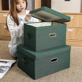 優品#可摺疊收納箱家用大容量衣櫃裝衣服褲子收納盒加厚棉麻玩具整理箱