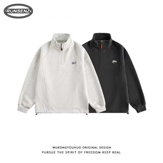 M-3xl 韓版時尚立領拉鍊衛衣男士簡約休閒寬鬆長袖上衣