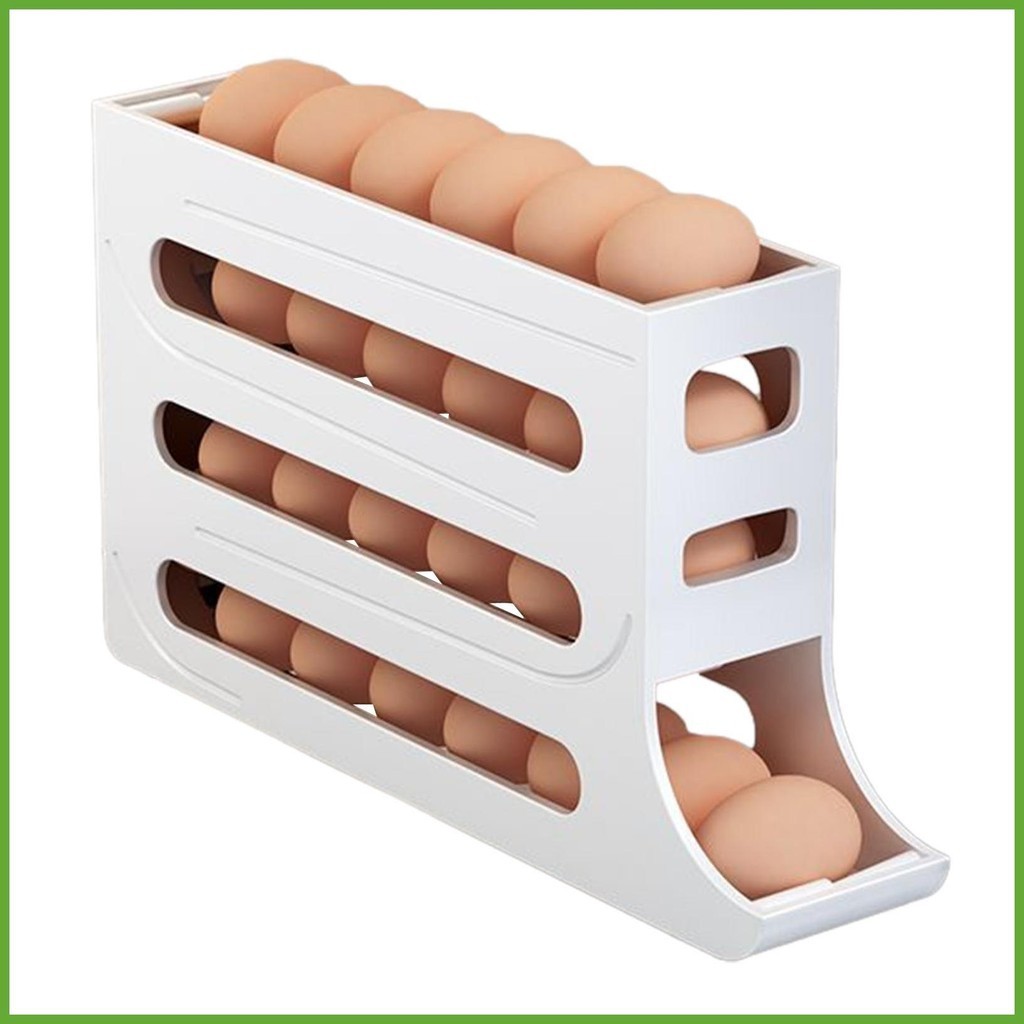 雞蛋儲物盒 4 層滾蛋收納架食物儲存容器用於廚房冰箱和 chitw 的雞蛋收納盒