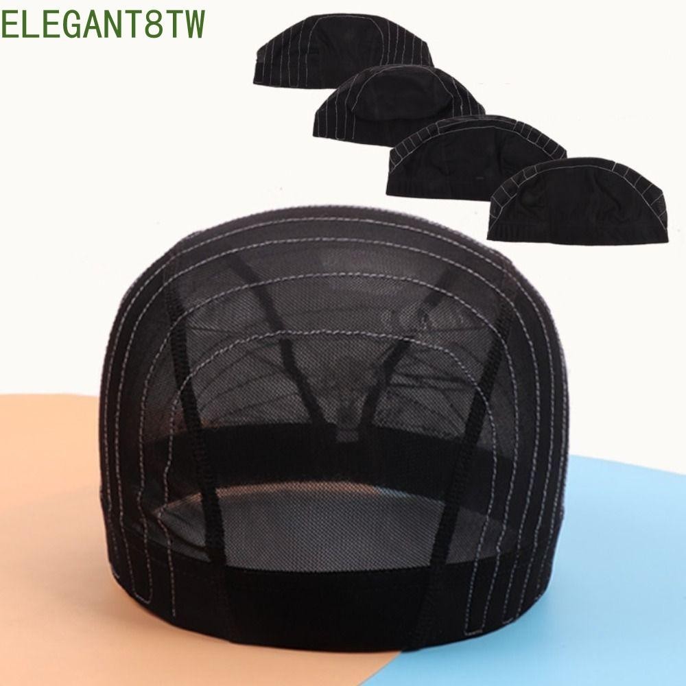 ELEGANT8TW網狀假髮帽,帶鬆緊帶自由大小帶線假髮帽,黑色無膠初學者發網網狀圓頂帽