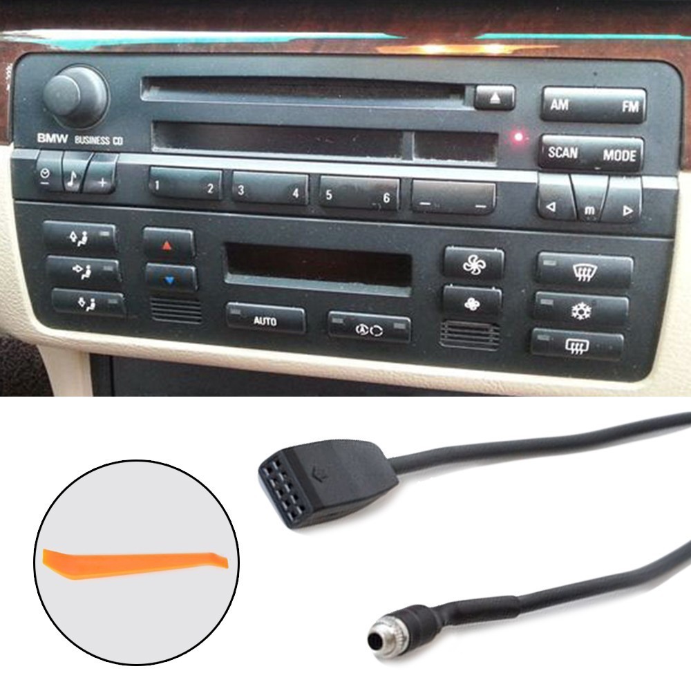 熱銷 3.5mm 汽車 AUX 輸入接口適配器 MP3 收音機電纜適用於 BMW E39 E53 E46