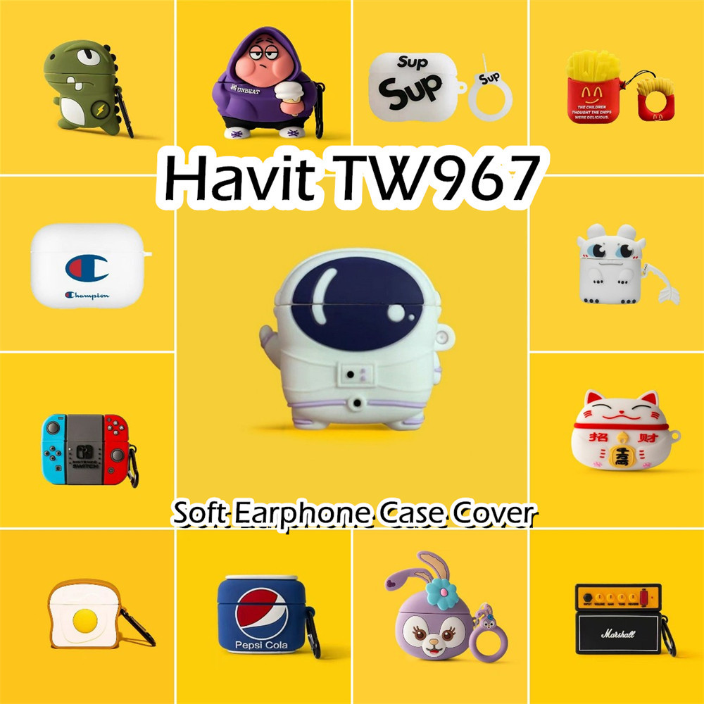 [有貨] 適用於 Havit TW967 保護套時尚卡通系列軟矽膠耳機套保護套 NO.1