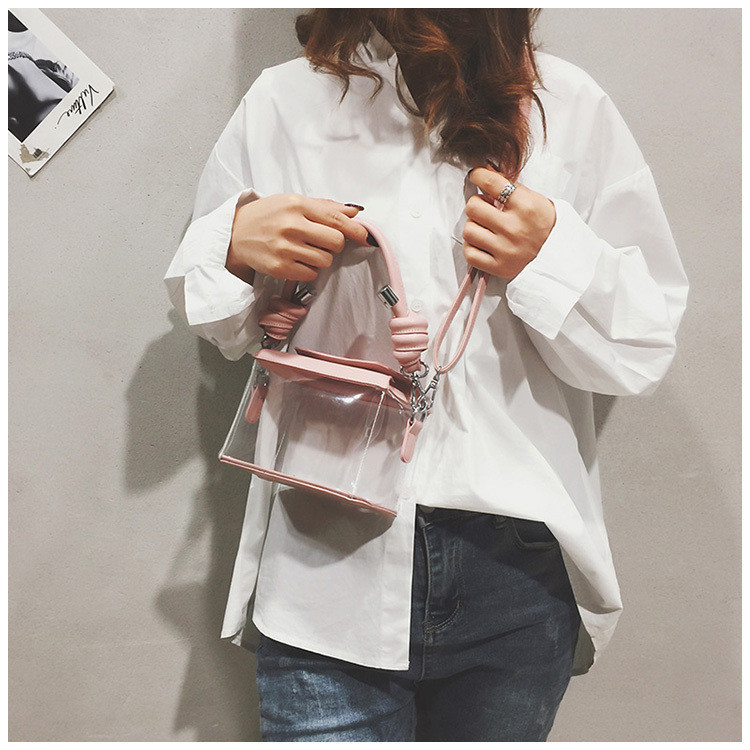 上新女包2020新款韓版潮個性透明小方包時尚鏈條斜背包手提果凍包