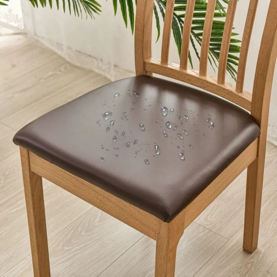 【台灣熱賣】防水防污椅套 科技布皮通用彈力椅面椅墊套 PU皮革座位套辦公餐椅套
