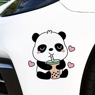 卡通創意車貼趣味防水熊貓貼電動摩托車車窗裝飾貼防水