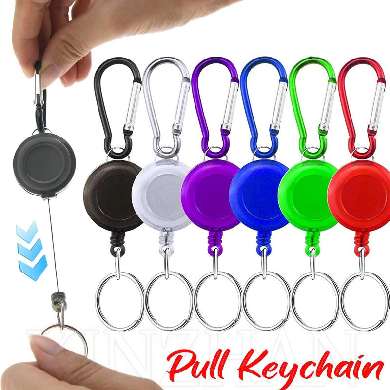 多功能防盜鑰匙圈 - 塑料胸卡拉手鑰匙鏈 - 可伸縮、高品質、防丟失 - 包彈簧扣 - 姓名徽章掛繩員工標籤扣