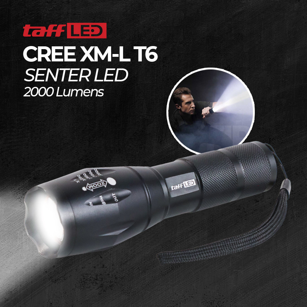Cree XM-L T6 2000 流明 E17 黑色 LED 手電筒