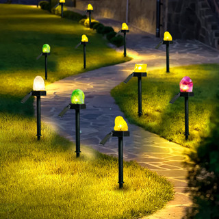跨境水晶原石太陽能LED燈 戶外水晶石地插燈花園庭院草坪景觀夜燈