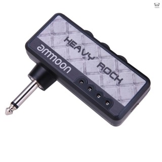 Ammoon 電吉他耳機放大器放大器 1/4 英寸插頭 3.5 毫米耳機插孔和輔助輸入,帶重搖滾失真效果內置可充電電池