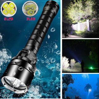 Ipx8防水3/5leds潛水燈8000lm LED水肺潛水手電筒LED水下手電筒