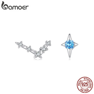 Bamoer 925 純銀耳環雙魚座設計珠寶禮物女士