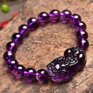 水晶手鏈 水晶 水晶手串 【店鋪熱銷】天然紫水晶貔貅手鏈,手串,轉運,本命年招財進寶情侶款