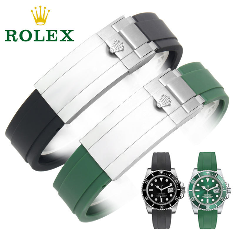 勞力士錶帶rolex黑水鬼綠水鬼迪通拿男橡膠矽膠帶原裝手錶鏈配件