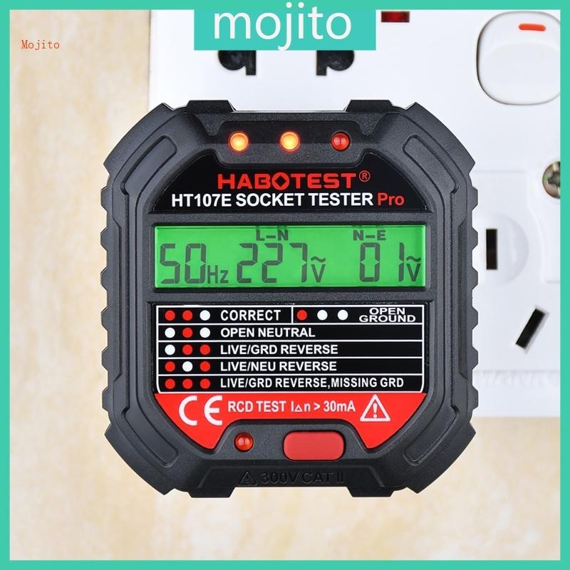 Mojito HT107 插座測試儀電壓線路測試儀 RCD 電壓測量 EU UK US Plug