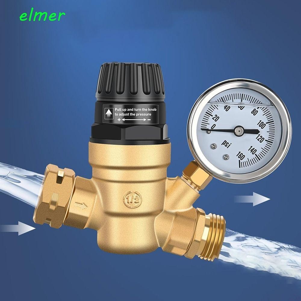 Elmer RV 水壓力調節閥,可調節通用水減壓器套件,易於使用的入口濾網過濾器,帶儀表 DN20 G3/4 英寸黃銅水