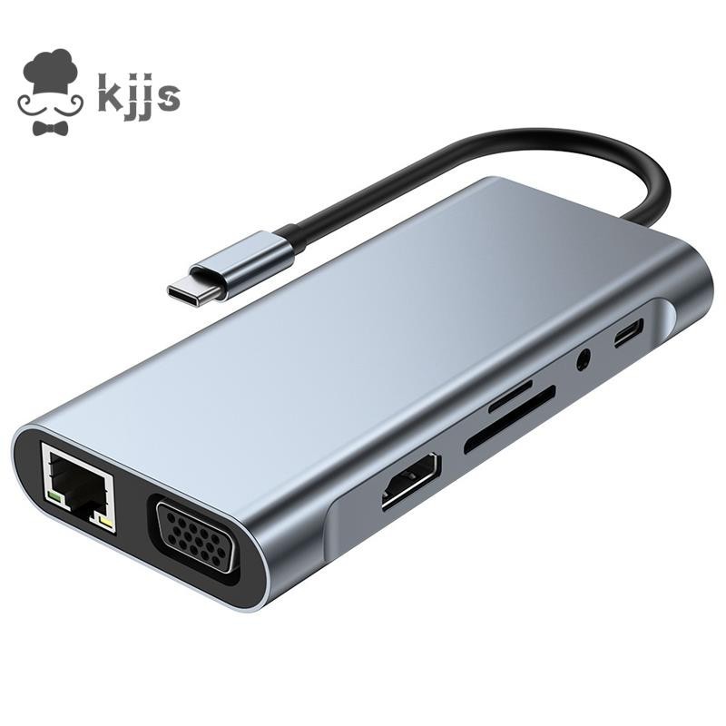 11 合 1 C 型基座 Usb 集線器 3.0 分配器多端口適配器 4K HDMI 兼容 RJ45 SD/TF VGA