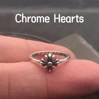 Chrome Hearts 克羅心 925純銀戒指 男女復古做舊朋克嘻哈十字花小戒指CJ021