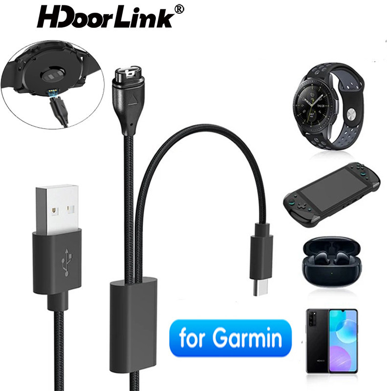 Hdoorlink 2 合 1 Garmin 手錶充電器 C 型充電線,適用於 Garmin Fenix 7 7X 6