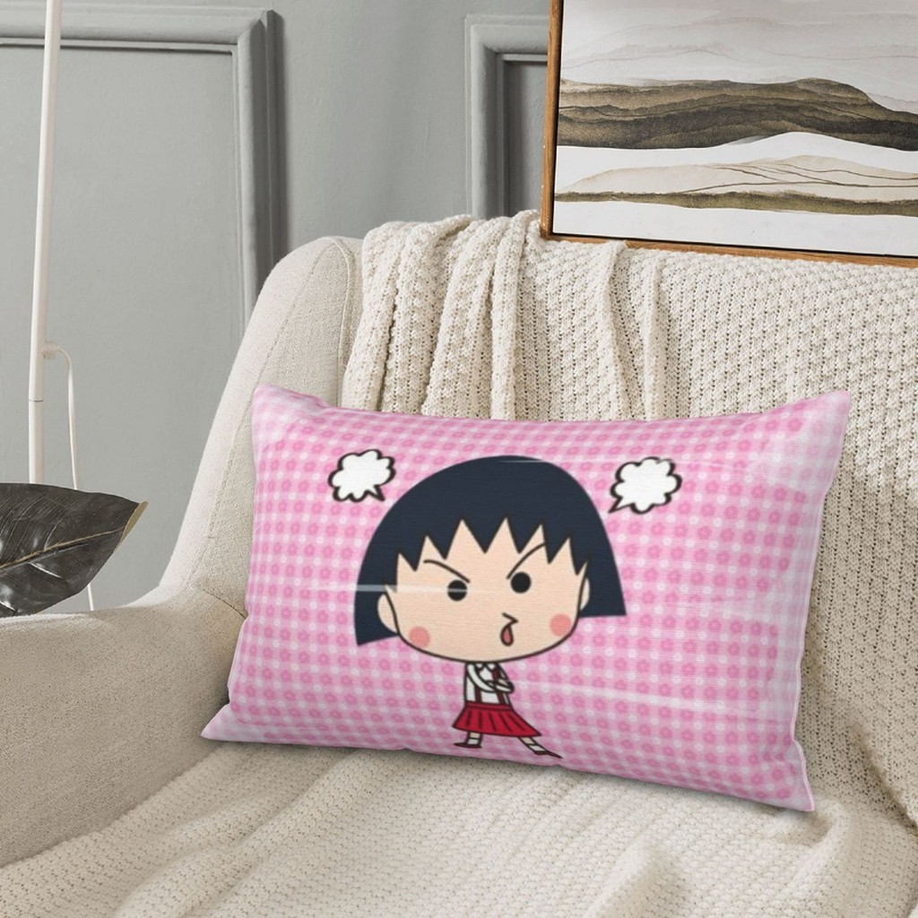 櫻桃小丸子 Chibi Maruko-chan 枕套經典沙發枕套毛絨 Punda 枕套帶拉鍊抱枕套