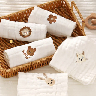 Yy 6 層純棉刺繡嬰兒口水巾手巾新生兒圍兜儿童手帕幼兒軟毛巾打嗝布