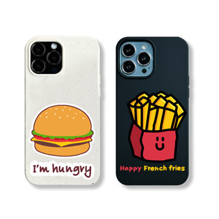 卡通漢堡薯條適用iPhone14promax小麥magsafe磁吸手機殼蘋果15plus全包12/11可愛卡通xsmax