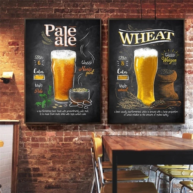 ZP113 復古工業風格啤酒飲料創意帆布繪畫海報 啤酒工艺口味挂画 印刷牆藝術圖片廚房酒吧酒吧家居裝飾