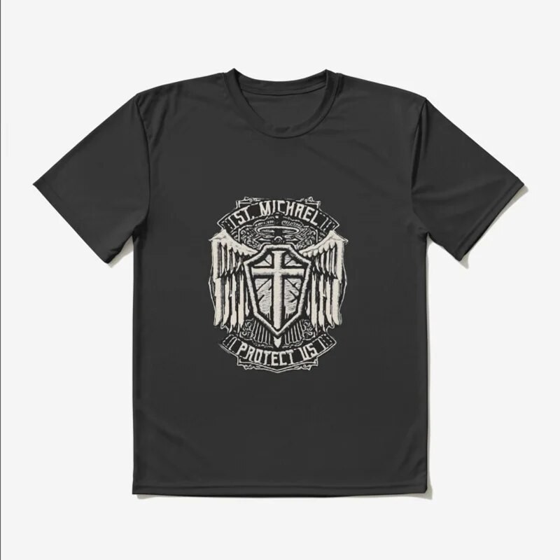 聖邁克爾大天使聖邁克爾保護我們 T 恤男式 T 恤棉