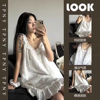 芊芊古早女裝爆款促銷法式高階感少女花邊夏天睡衣女純欲風甜美吊帶洋裝大尺碼家居睡裙爆款熱賣