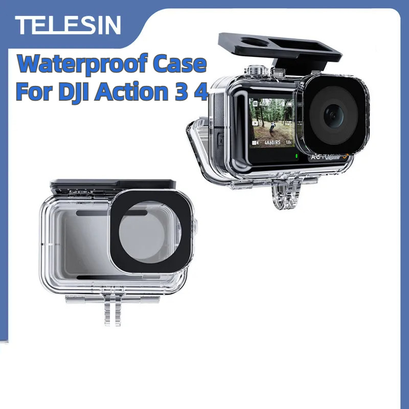 Telesin 45M 運動相機防水殼適用於 DJI Action 3 4 DJI OSMO Action 3 4 配件