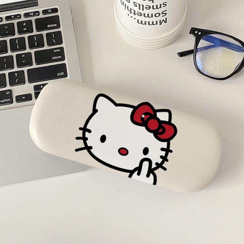 可愛 Hello Kitty 眼鏡盒眼鏡保護盒甜美眼鏡收納袋學生眼鏡盒