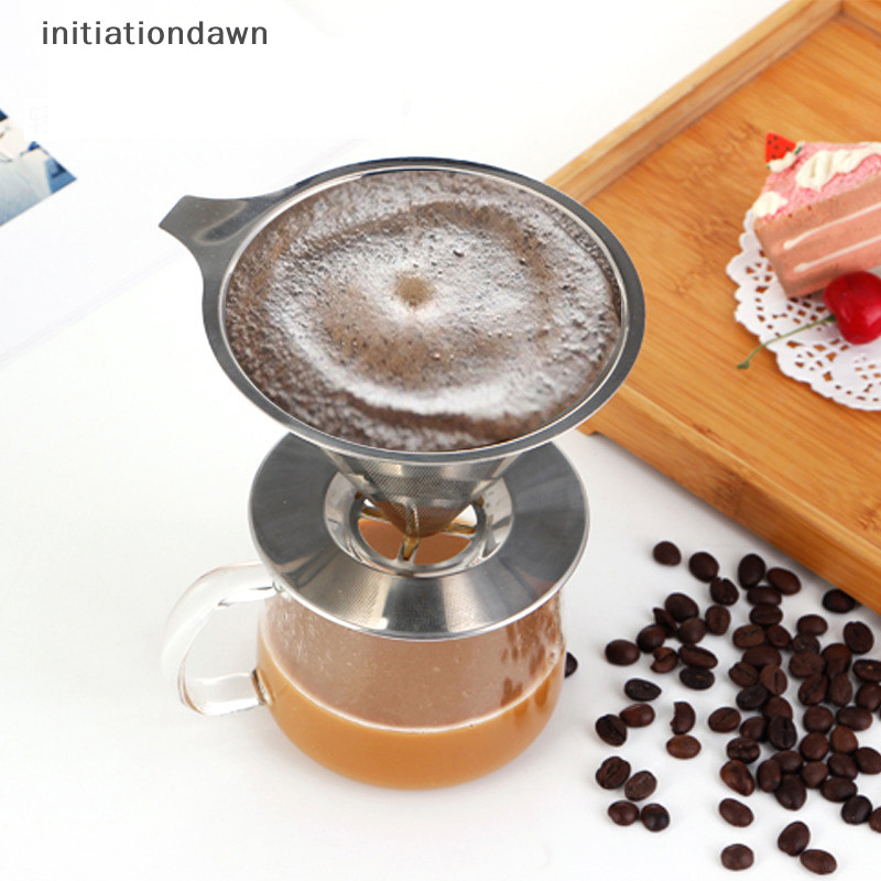 啟蒙黎明咖啡過濾器支架可重複使用雙層304不銹鋼咖啡過濾器咖啡配件咖啡製作工俱全新