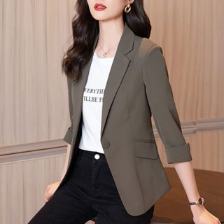 薄款 西裝 外套 女 2024 新款 七分袖 春夏季 修身 休閒 短款 小個子 西服 上衣