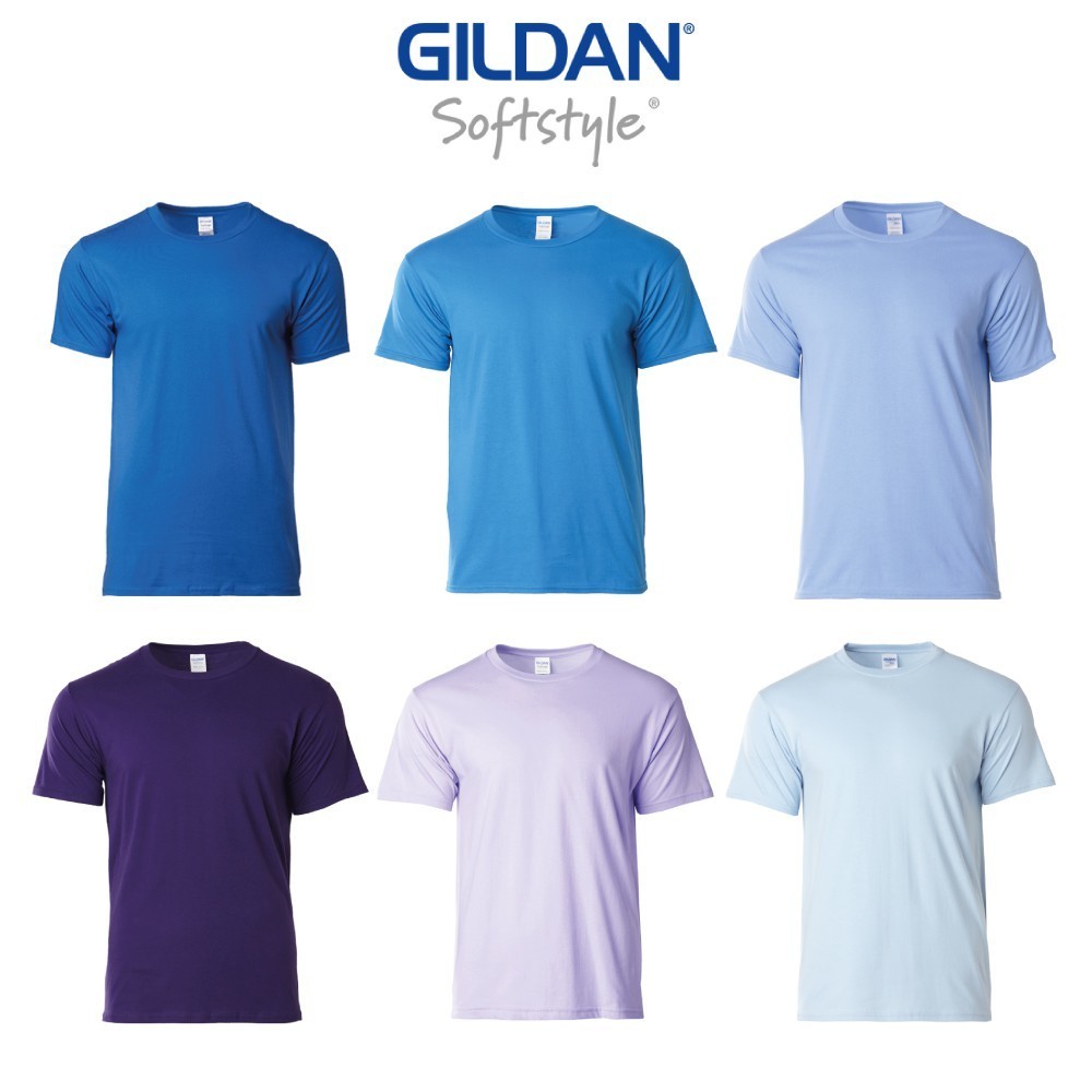 Gildan Softstyle 100% Cotton 純棉圓領 T 恤男 - 紫色藍寶石藍蘭花 - 63000 Un