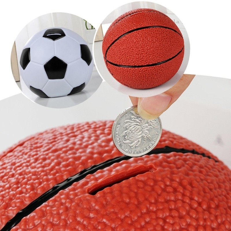 Jj* 方便的硬幣收納盒保存罐籃球足球硬幣存儲容器