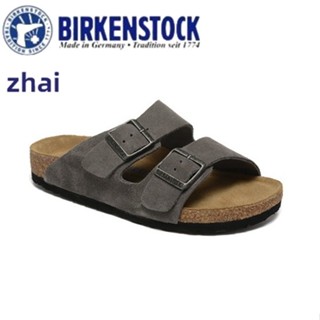 窄版男/女軟木深灰色麂皮拖鞋沙灘樂福鞋 35-40