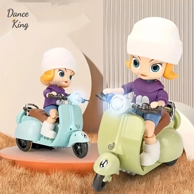 兒童迷你電動車玩具女孩特技摩托車燈光音樂搖擺女孩旋轉